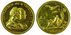 Maria Theresia 1740 - 1780 
Medaglia 1762 per la costituzione del “Milit€rgrenze” in Transilvania bronzo dorato del diametro di mm. 59, incisore del ...