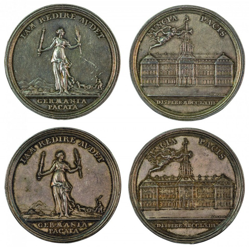 Maria Theresia 1740 - 1780 
Insieme di due medaglie 1763 per la pace di Hubertu...