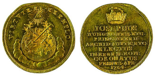 Maria Theresia 1740 - 1780 
Gettone dell’incoronazione 1764 (modulo grande) oro...