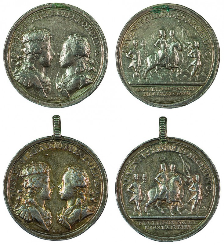 Maria Theresia 1740 - 1780 
Insieme di due medaglie 1764 per la visita di Giuse...