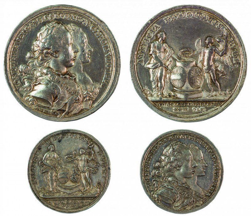 Maria Theresia 1740 - 1780 
Insieme di due medaglie 1765 per il secondo matrimo...