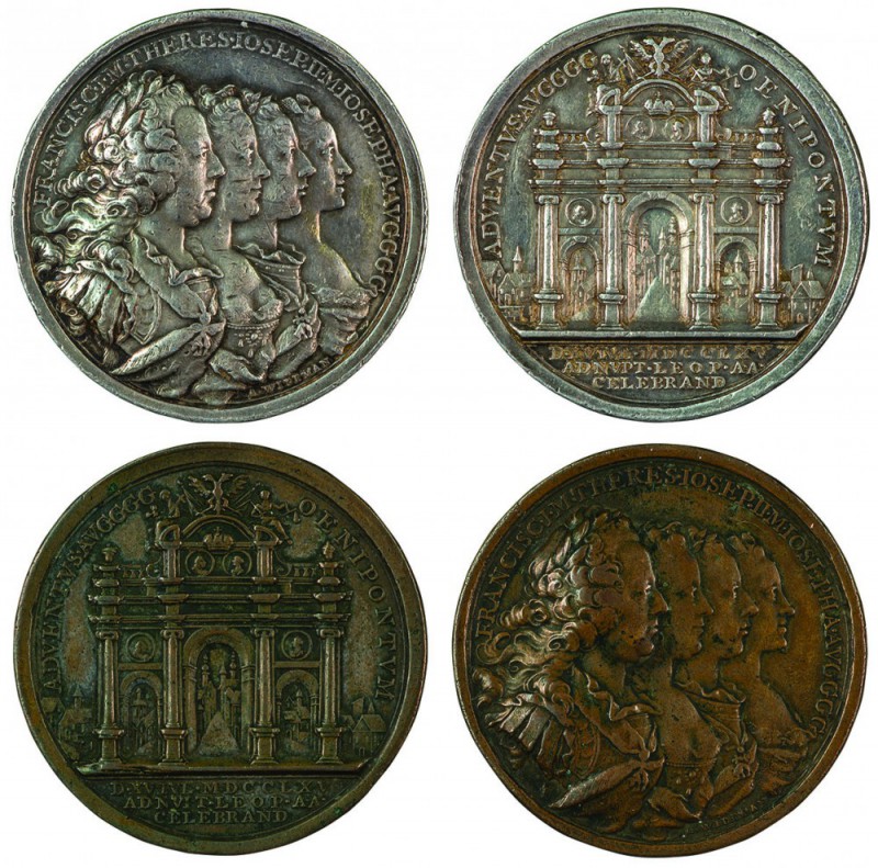 Maria Theresia 1740 - 1780 
Insieme di due medaglie 1765 per l’arrivo della fam...