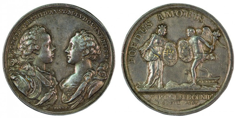 Maria Theresia 1740 - 1780 
Medaglia (di modulo grande) 1765 per il matrimonio ...