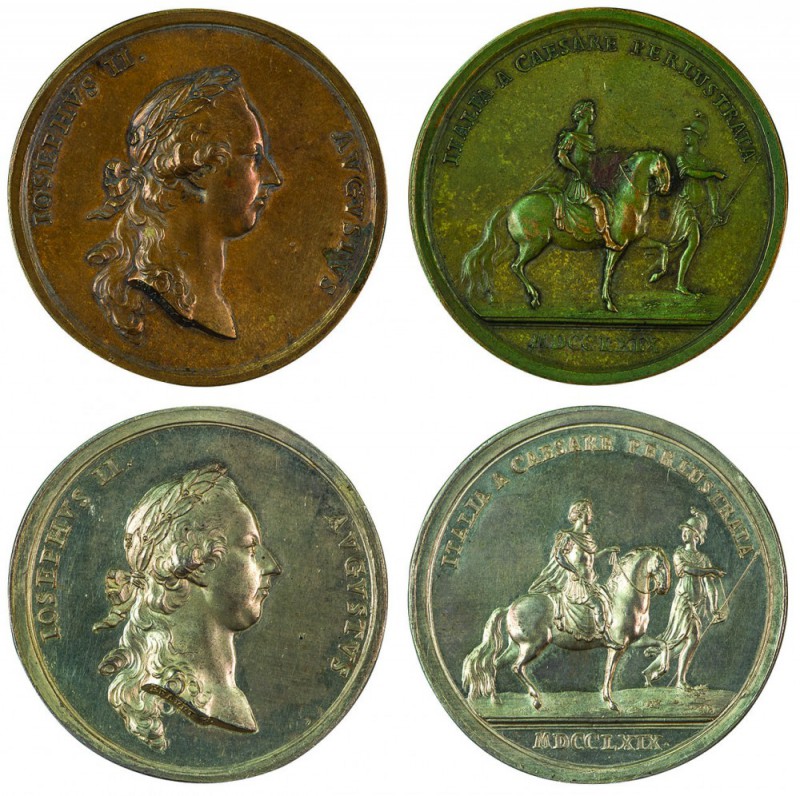 Maria Theresia 1740 - 1780 
Insieme di due medaglie 1769 per il viaggio di Gius...