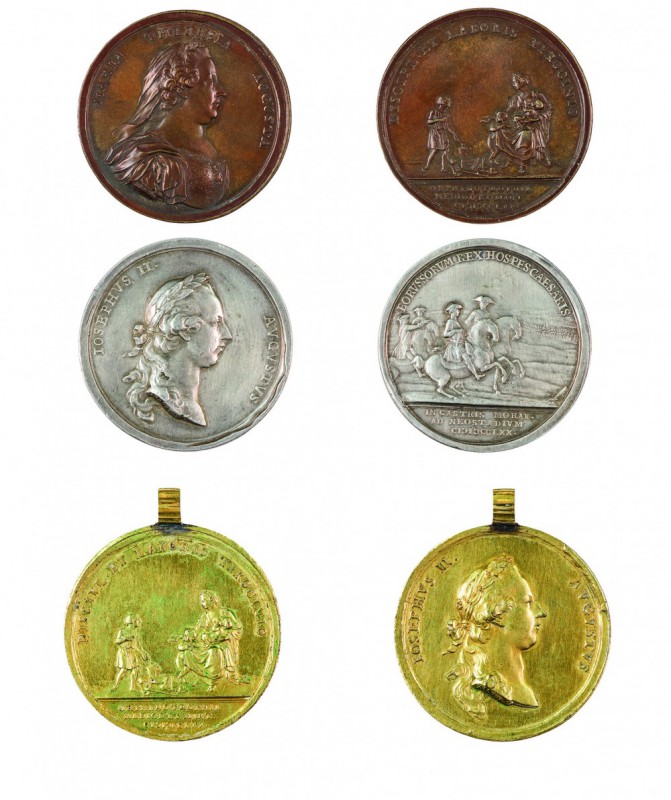 Maria Theresia 1740 - 1780 
Insieme di due medaglie 1770 per la costruzione deg...
