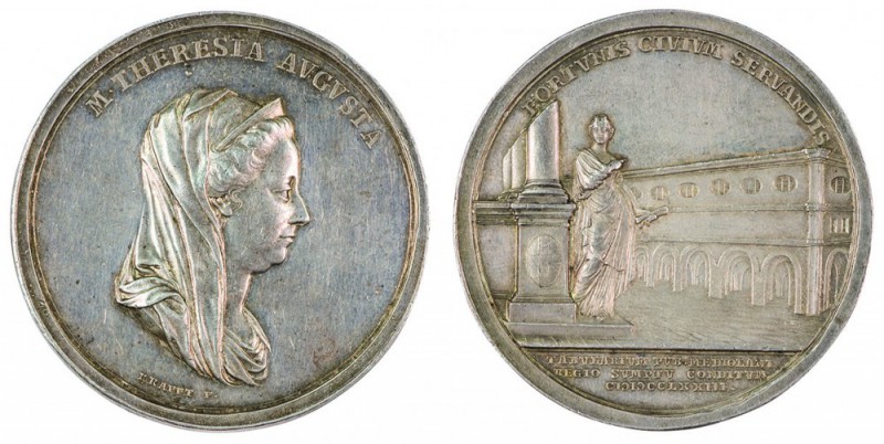 Maria Theresia 1740 - 1780 
Medaglia 1773 per la costruzione dell’Archivio pubb...