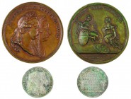 Maria Theresia 1740 - 1780 
Insieme di due medaglie 1773 per la cerimonia di omaggio dei Regni di Galizia e Lodomiria medaglia in bronzo, incisore de...