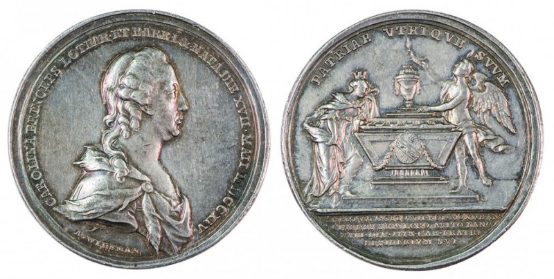 Maria Theresia 1740 - 1780 
Medaglia 1773 per la morte della Duchessa Carolina ...