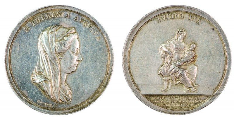 Maria Theresia 1740 - 1780 
Medaglia 1774 per l’apertura di scuole per l’ostetr...
