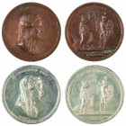 Maria Theresia 1740 - 1780 
Insieme di due medaglie 1777 per la fondazione della Società per l’Agricoltura in Milano, utilizzate anche come medaglie ...