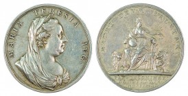 Maria Theresia 1740 - 1780 
Medaglia 1779 per la pace di Teschen (Slesia) con la Prussia argento, incisore del conio “T.v.B.” (Theoodor Victor van Be...