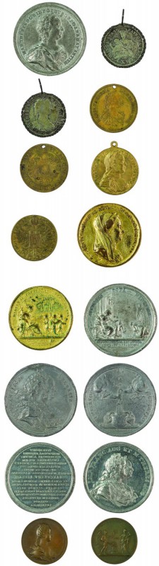Maria Theresia 1740 - 1780 
Insieme di nove medaglie di Maria Teresa medaglia p...