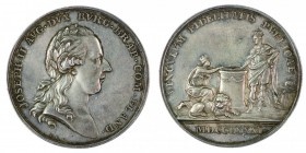 Joseph II 1780 - 1790 
Medaglia (di modulo medio) 1781 per la cerimonia di omaggio dei Paesi Bassi argento del diametro di mm. 41, incisore del conio...