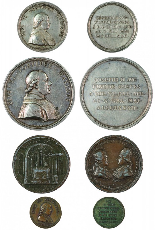 Joseph II 1780 - 1790 
Insieme di quattro medaglie 1782 per la visita di Papa P...
