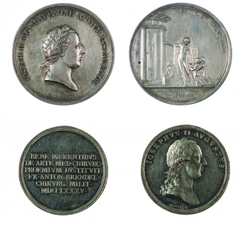Joseph II 1780 - 1790 
Insieme di due medaglie di Accademie medaglia 1786 per l...