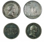 Joseph II 1780 - 1790 
Insieme di due medaglie di Accademie medaglia 1786 per l’ampliamento dell’Accademia delle arti figurative, argento, incisore d...