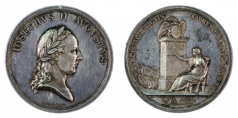 Joseph II 1780 - 1790 
Medaglia 1789 per la presa di Belgrado argento, incisore...
