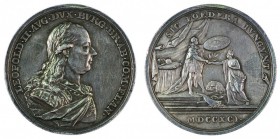 Leopold II 1790 – 1792 
Medaglia 1791 per la cerimonia di omaggio dei Paesi Bassi argento del diametro di mm. 46, senza nome dell’incisore, minimi gr...