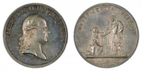 Leopold II 1790 – 1792 
Medaglia 1791 per la cerimonia di omaggio di Mantova argento, incisore del conio „I. VINAZER“, minimi graffi, rara Medaille a...