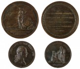 Leopold II 1790 – 1792 
Insieme di due medaglie medaglia 1791 per la deputazione della Dieta di Lombardia, bronzo del diametro di mm. 62, incisore de...