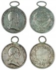 Franz II./I. 1792 – 1835 
Insieme di due medaglie d’argento al valore II Emissione Francesco II, 1792 – 1804, incisore del conio “I. N. WIRT” (Johann...