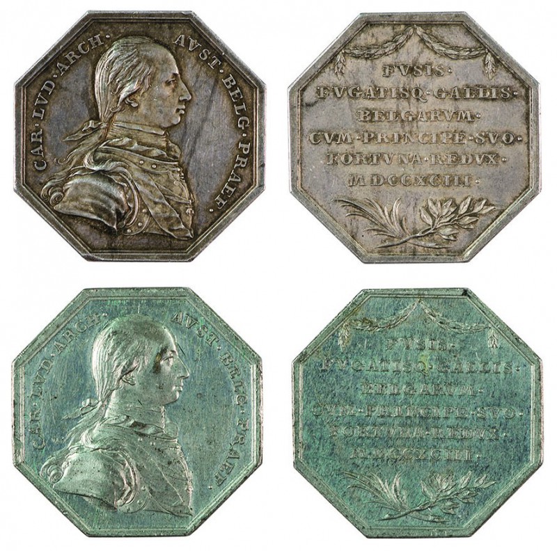 Franz II./I. 1792 – 1835 
Insieme di due medaglie 1793 per il rientro del nuovo...