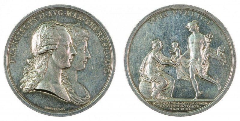 Franz II./I. 1792 – 1835 
Medaglia 1793 per la nascita di suo figlio, Principe ...