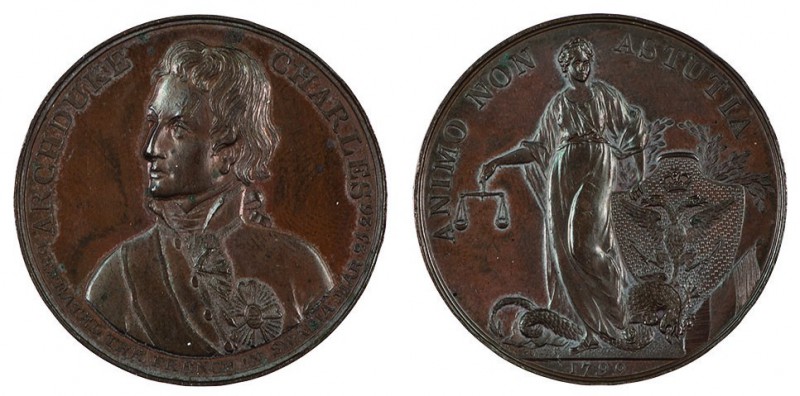Franz II./I. 1792 – 1835 
Insieme di due medaglie per l’Arciduca Carlo medaglia...
