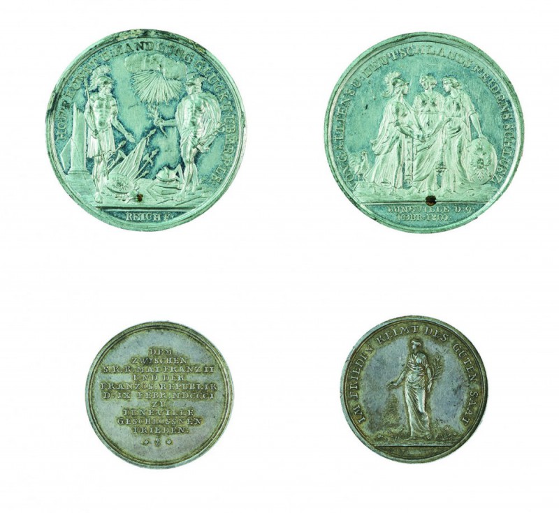Franz II./I. 1792 – 1835 
Insieme di due medaglie 1801 per la pace di Luneville...