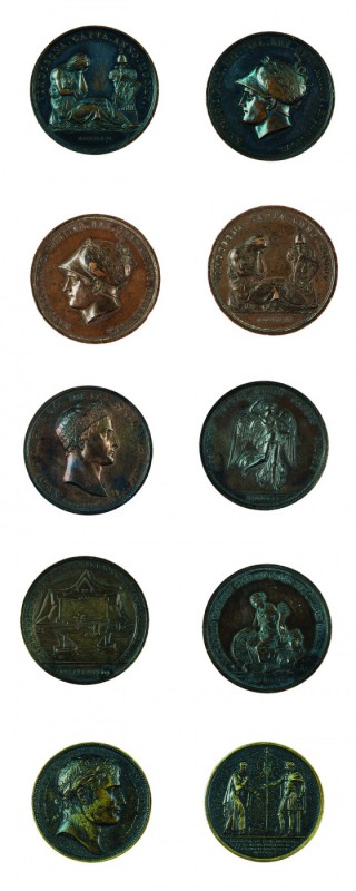 Franz II./I. 1792 – 1835 
Insieme di cinque medaglie di Napoleone I due medagli...
