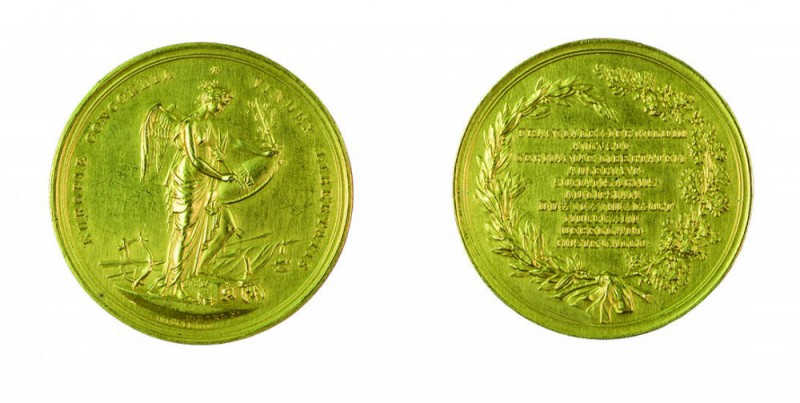 Franz II./I. 1792 – 1835 
Medaglia 1813 per la battaglia di Lipsia oro del peso...
