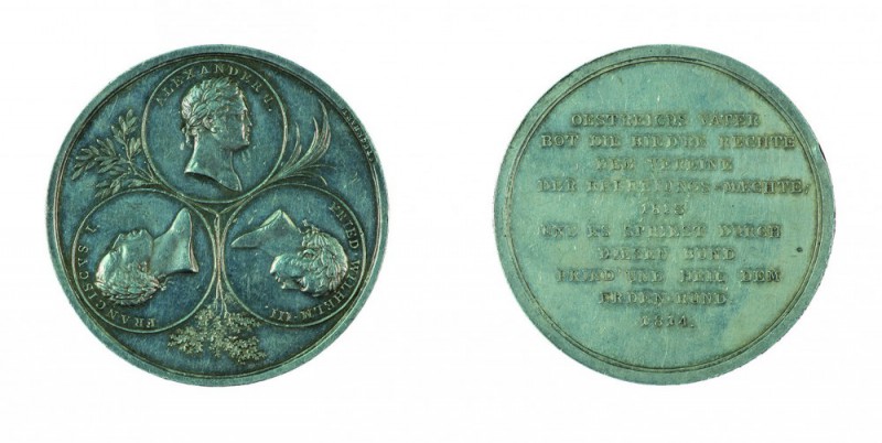 Franz II./I. 1792 – 1835 
Medaglia 1814 per la pace di Parigi argento, incisore...