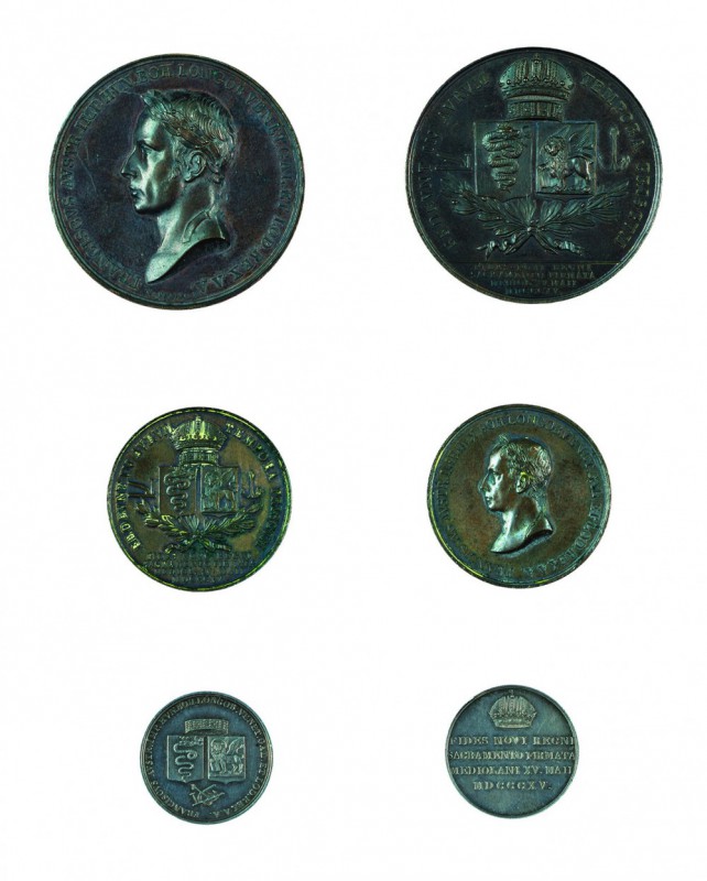 Franz II./I. 1792 – 1835 
Insieme di tre medaglie 1815 per la cerimonia di omag...