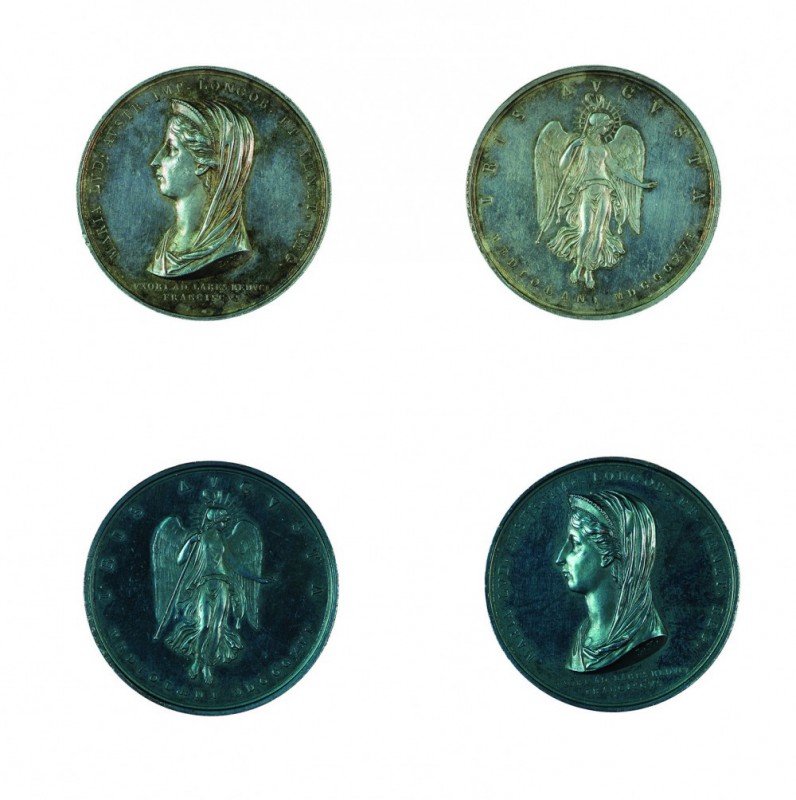 Franz II./I. 1792 – 1835 
Insieme di due medaglie 1816 per la morte dell’Impera...
