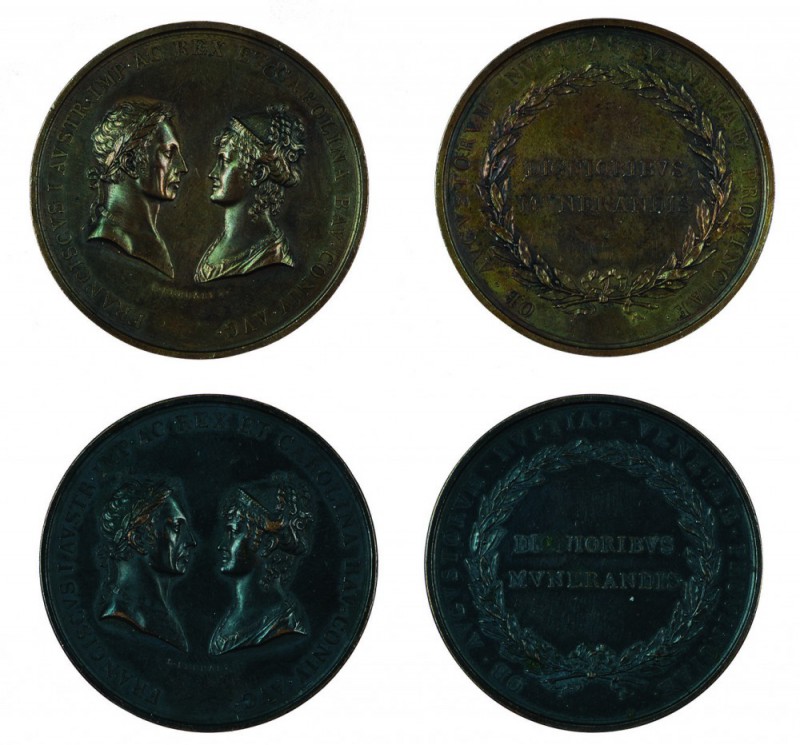 Franz II./I. 1792 – 1835 
Insieme di due medaglie 1816 per il quarto matrimonio...
