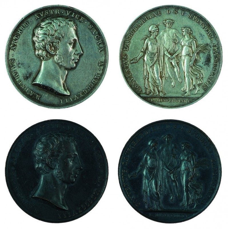 Franz II./I. 1792 – 1835 
Insieme di due medaglie 1818 in onore dell’Arciduca R...
