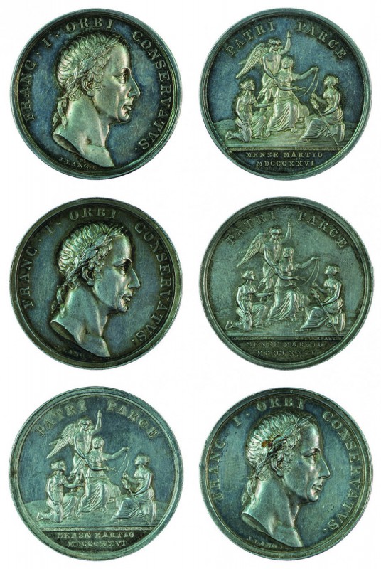 Franz II./I. 1792 – 1835 
Insieme di tre medaglie 1826, ciascuna di spessore di...