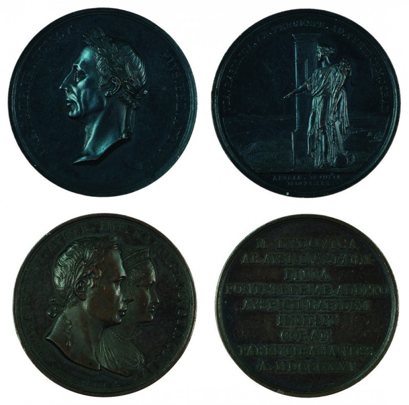 Franz II./I. 1792 – 1835 
Insieme di due medaglie in bronzo medaglia 1825 per l...