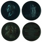 Franz II./I. 1792 – 1835 
Insieme di due medaglie in bronzo medaglia 1825 per la posa della prima pietra del ponte sul Trebbia da parte dell’Arciduch...