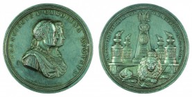 Franz II./I. 1792 – 1835 
Medaglia 1833 per la visita della coppia imperiale a Praga argento del diametro di mm. 58, incisore del conio “JOS. DE LERC...
