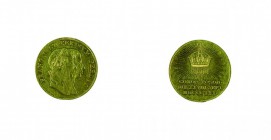 Ferdinand I 1830 - 1848
Gettone 1830 per l’incoronazione a Re d’Ungheria in Presburgo (Bratislava, Slovacchia) oro, peso di gr. 6,10 e diametro di mm...