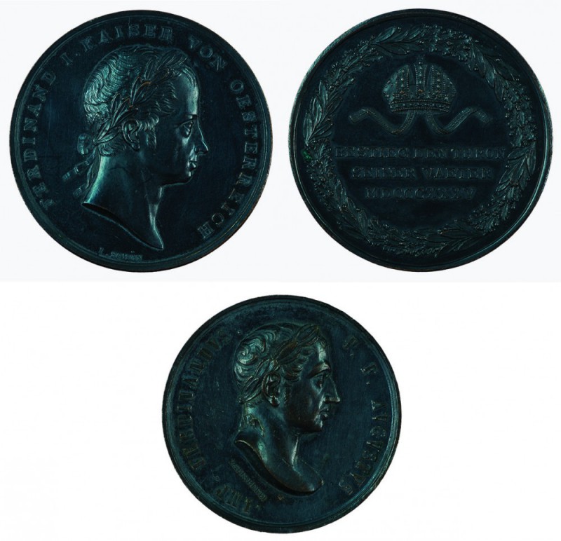 Ferdinand I 1830 - 1848
Insieme di due medaglie 1835 per l’avvento al trono med...
