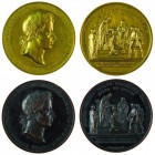 Ferdinand I 1830 - 1848
Insieme di due medaglie 1838 per l’incoronazione come Re del Lombardo-Veneto a Milano una in bronzo e una dorata, incisore de...