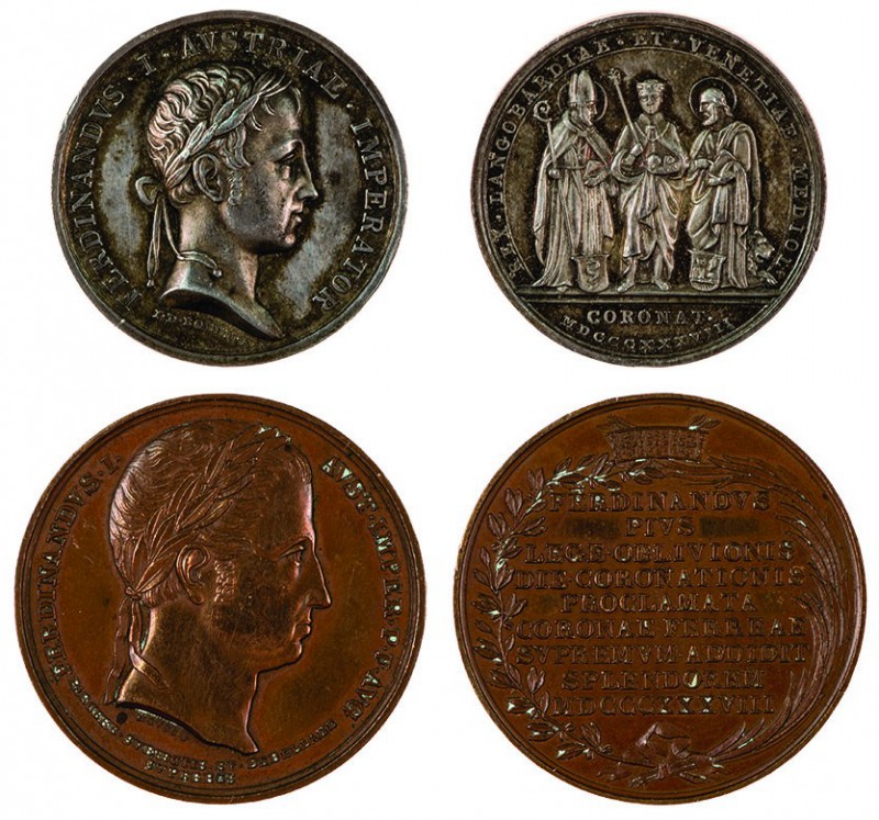 Ferdinand I 1830 - 1848
Insieme di due medaglie 1838 per l’incoronazione come R...