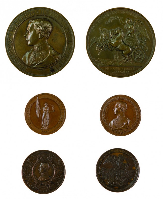 Franz Joseph I 1848 - 1916
Insieme di tre medaglie medaglia 1849 per la fedeltà...