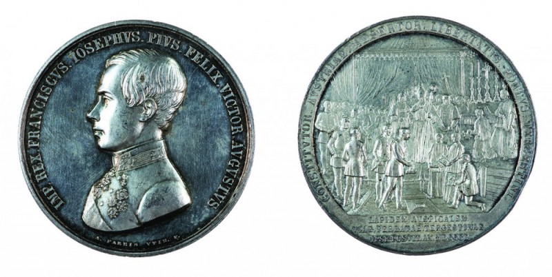 Franz Joseph I 1848 - 1916
Medaglia 1850 per la posa della prima pietra del tro...