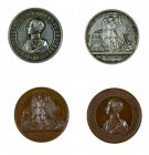 Franz Joseph I 1848 - 1916
Insieme di due medaglie per la salvezza dell’Imperatore dall’attentato del 18 febbraio 1853 una in argento e una in bronzo...