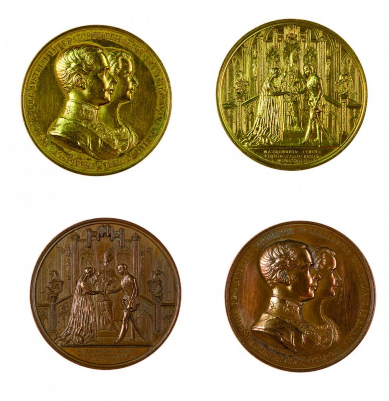 Franz Joseph I 1848 - 1916
Insieme di due medaglie per il matrimonio dell’Imper...