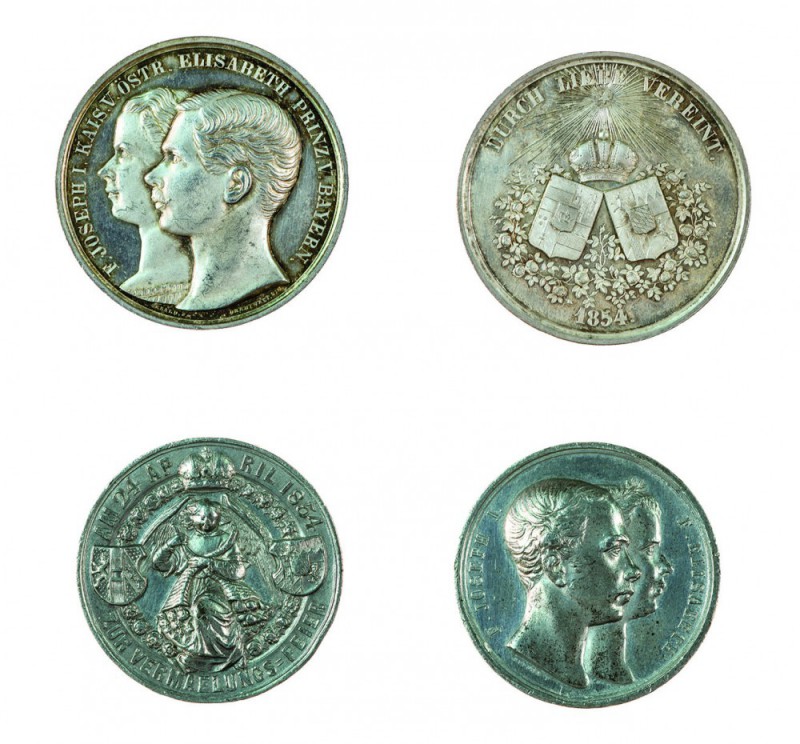 Franz Joseph I 1848 - 1916
Insieme di due medaglie per il matrimonio dell’Imper...