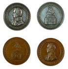 Franz Joseph I 1848 - 1916
Insieme di due medaglie 1860 per l’inaugurazione del monumento all’Arciduca Carlo in Vienna una argento e una in bronzo, i...